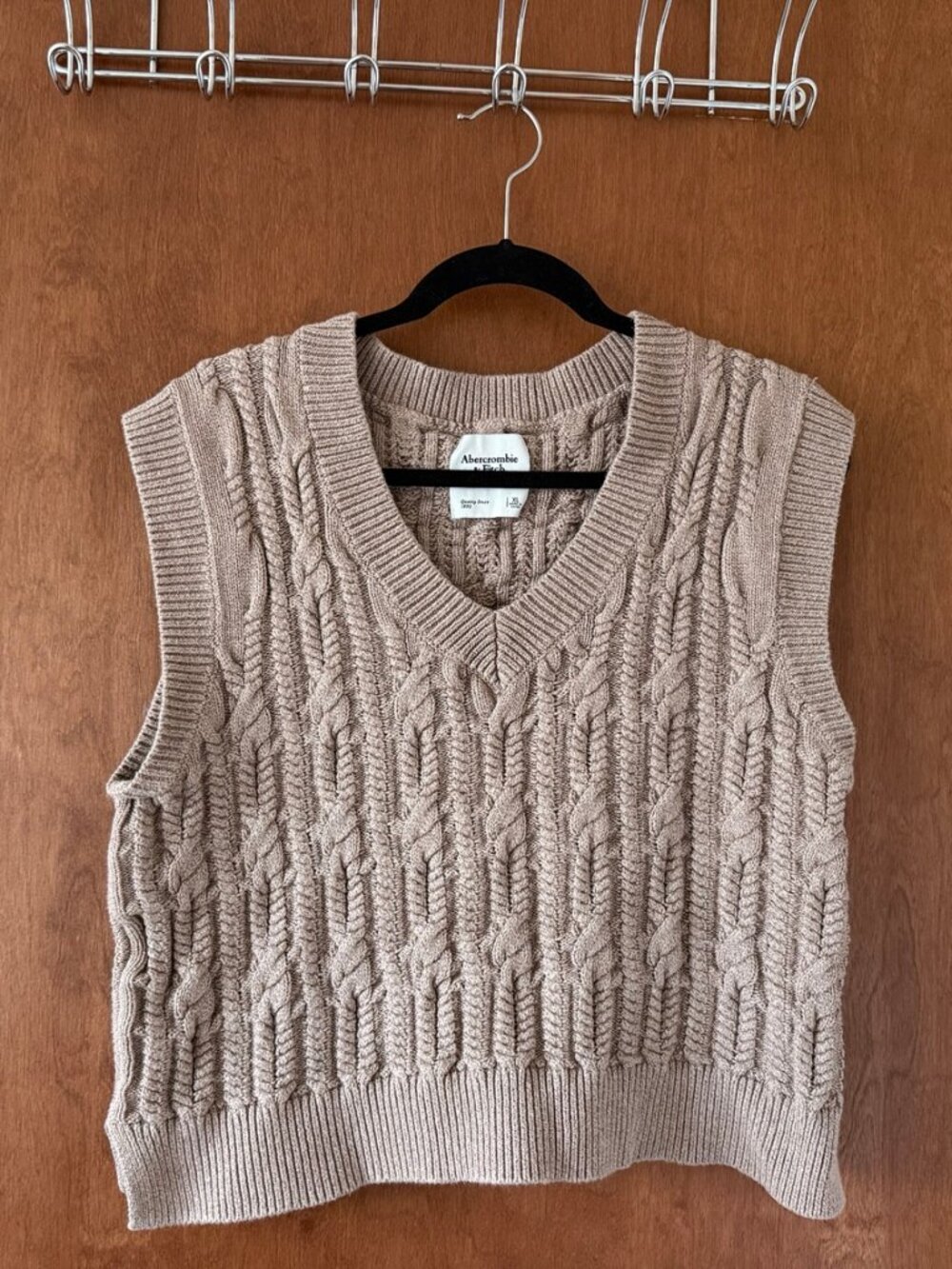 Abercrombie & Fitch Beige Cable Knit Sweater Vest XL